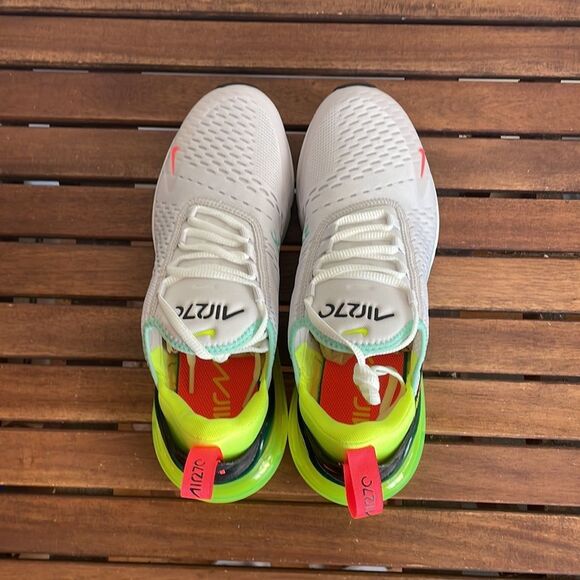 Nike Air Max 270 White and Neon Sneakers - Picture 4 of 15